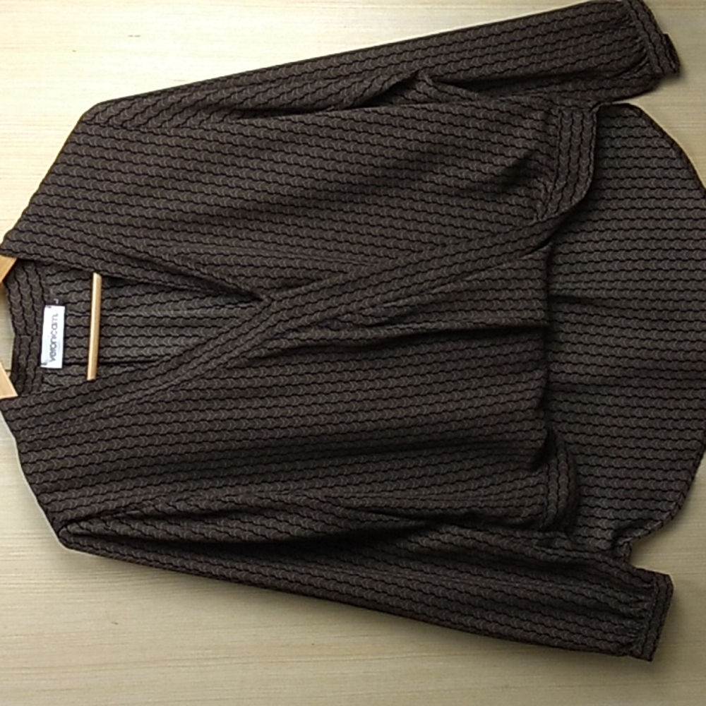 Veronica's Women's Tunic Blouse Size Large 100% Polyester in Brown & Black